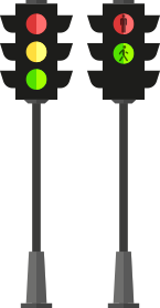 2 светофора с пешеходными секциями